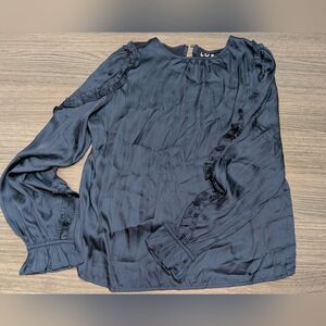 Elegant Blue/Navy Ruffled Women's Top